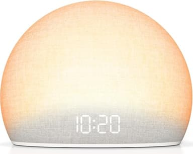 HOUSBAY Sunrise Alarm Clock, White Noise Sound Machine for Bedroom | Natural Wake-Up Light with Gentle Alarm Sounds, 20 Soothing Sleep Aids, Dimmable Display, Screen-Free Design