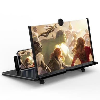 20 inch Screen Magnifier for Smartphone,3D HD Screen Expanders for Movies, Videos, and Gaming, Screen Magnifier with Adjustable Angle Design Amplifier Desktop Magnifying for Seniors Reading(Black)