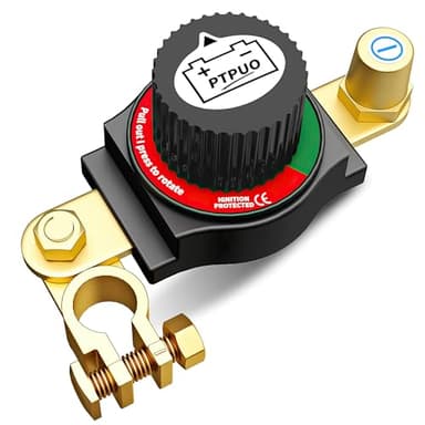 PTPUO Top Post Battery Disconnect Switch, Car Battery Disconnect Switch, 12V-48V Battery Cut/Shut Off kit for Car RV Boat Truck ATV, Suitable for Negative Terminal, Flexible Installation Options