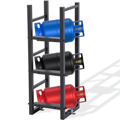 Cinnvoice Refrigerant Tank Rack 3 x 30 Lb, Stable Refrigerant Cylinder Tank Rack, 35.1 x 12.6 x 12.2 Inches, Black Cylinder Sufficient Storage Holders for Oxygen, Nitrogen, Acetylene
