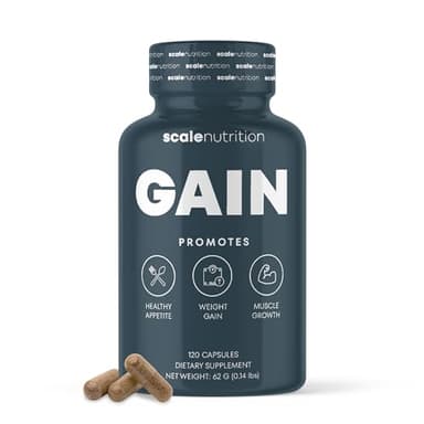 Scale Nutrition Gain | Appetite Booster, Muscle Growth, Weight Gain, and Digestion Support Pills for Men and Women to Eat More | Creatine & Natural Herbs Supplement 120 Capsules