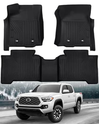 Floor Mats for Toyota Tacoma 2016-2023 (Only for Double Cab and Automatic) All Weather Rubber Floor Liners for Tacoma TRD/SR/SR5/limited Accessories Car Mats Easy Clean, Odorless Anti-Slip
