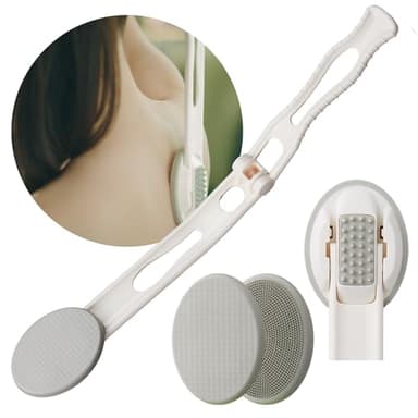 DOWMI Lotion Applicator for Back - 3in1 Foldable, Cream, Sunscreen, Ointment Applicator, 19" Long Handle, Body Massage Tool - 1 Body Brush Pad, 1 Lotion Pad Included