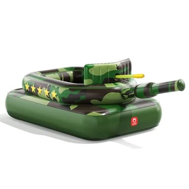 QPAU Inflatable Tank Pool Float for Adults & Kids – Ride-On Camouflage Floaty with Water Cannon, Swim Raft Toy for Boys Girls Ages 6+, Lake Beach Backyard Party Floaties, Green