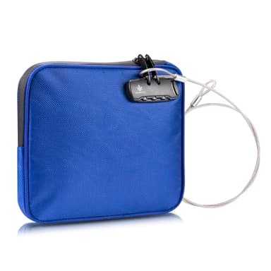 KOSMCCO Beach Locking Bag, 9x7.5 Inch Portable Safe for Phone, Wallet, Keys | Anti-Theft Locking Travel Pouch for Pool, Vacation (Blue)