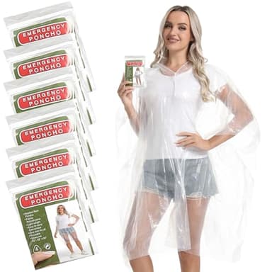 Borogo 6 Pack Disposable Rain Ponchos Family Pack for Adults - Emergency Rain Ponchos for Women and Men