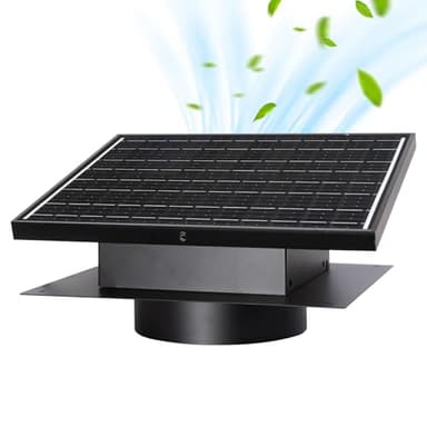 25W Solar Roof Vent Fan with 8 Inch Removable Roof Vents,Solar Attic Exhaust Fan for Ventilation System,Ideal Soalr Roof Fan for Garage, Shop and Warehouse,Black