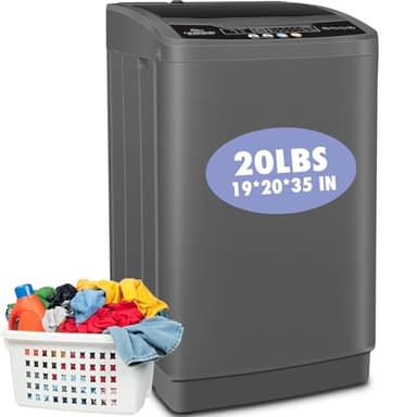 Nictemaw Portable Washing Machine, 20Lbs Capacity Full-Automatic Portable Washer Machine, 2.8Cu.ft Washer and Dryer Combo with 10 Programs & 8 Water Levels Compact Laundry Machine Apartments,RVs