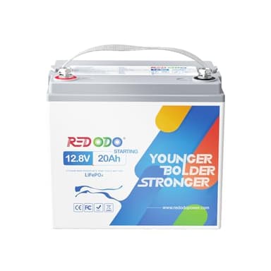 Redodo 12V 20Ah LiFePO4 Lithium Battery, 800 CCA Group U1 Lithium Marine Cranking Battery, 3X Starting Cycles Lithium Battery for Outboard Motor, Lawn Mower, ATV, UTV