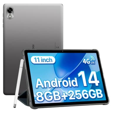 UMIDIGI G9 Tab 11 Inch,Android 14 Tablet Dual SIM Card Slots 8GB+256GB+1TB Expand,Android Tablet with Stylus&Case 7200mAh and 13+8MP Cameras,2024 Cellular with Face Unlock,GPS,FM(Gray)