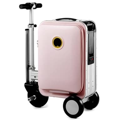 JXUANMM Electric Suitcase You Can Ride, Smart Rideable Suitcase with 73.26WH Removable Battery, External Charging Port, Luggage Scooter for Travel Load 110kg Pink-20L-SE3S