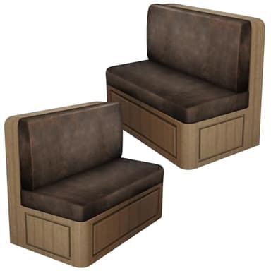 Leather Look RV Dinette Cushion Covers, Stretch Camper Cushion Slipcovers for Travel Trailer Couch RV Booth Seat, Replacement Camper Sofa Chair Protector (2 Backrest Cover & 2 Bench Cover,Brown)