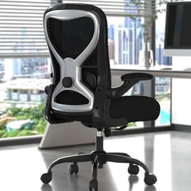 CASASIO Office Desk Chair with Ergonomic Lumbar Support, Extra-Thick Seat Cushion, Flip-up Arms, Breathable Mesh Back, Computer Task Chair for Home Office