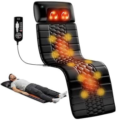 Himouta Shiatsu Full Body Massage Mat with Heat, Detachable Massager Pad, 10 Vibrating Motors, 9 Intensity Levels, Deep Tissue Pain Relief for Back, Neck & Legs – Relaxation at Home or Office