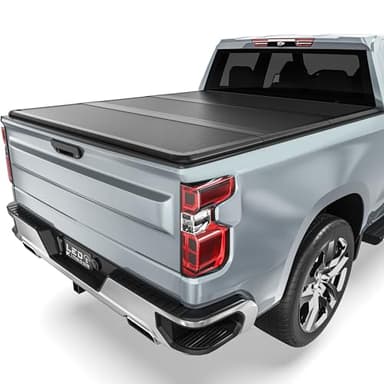 LEDKINGDOMUS Hard Folding Truck Bed Tonneau Cover Fits for Chevy Silverado 1500 / GMC Sierra 1500 New Body Style 2019-2026 5.8ft Bed w/o Multi-Flex Tailgate