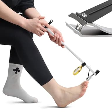 Long Handled Toenail Clippers Wide Jaw Opening, Free Bending, for Thick Nails, for The Seniors, Overweight, Disabled with Arthritis, Easy Reach Pedicure Auxiliary Tools (17" with Magnifier)