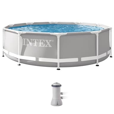 INTEX 26701EH Prism Frame Premium Above Ground Swimming Pool Set: 10ft x 30in – Includes 330 GPH Cartridge Filter Pump – SuperTough Puncture Resistant – Rust Resistant – 1185 Gallon Capacity