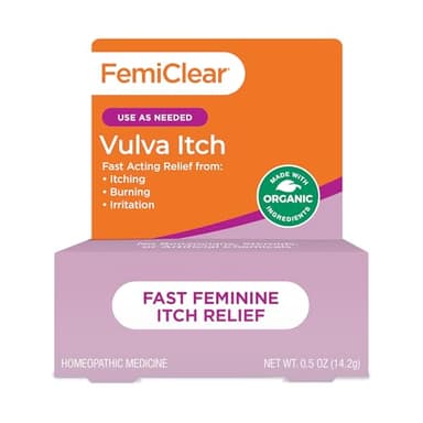 FemiClear Vaginal Itch Relief | Fast Feminine Itch Relief | Made with All-Natural & Organic Ingredients | Feminine Hygiene Products | Vaginal Health | Relieve External Itch | 0.5oz Tube