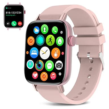 PJYUBVOR 1.9" Smart Watch for Women - Bluetooth Call Fitness Tracker with Heart Rate/Sleep Monitor/Menstrual Reminder, DIY Watch Face Waterproof Smartwatch Compatible with Android iPhone (Pink)