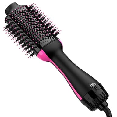 Hair Dryer Brush Blow Dryer Brush in One, Upgraded 4 in 1 Hair Dryer and Styler Volumizer with Negative Ion Anti-frizz Ceramic Titanium Barrel Hot Air Hair Straightener Brush