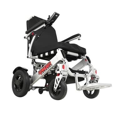 Ranger Magnum Ultra Heavy Duty Folding Electric Wheelchair - All-Terrain, Weatherproof, Dual 350W Motors, 660 lb Capacity, Dual Side Batteries (Silver, XL (24" Seat))