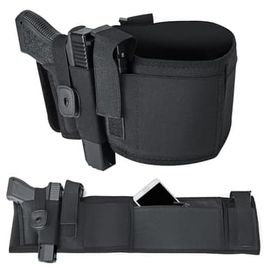 Belly Band Holster, Unisex Gun Holster Compatible with Smith Wesson, Shield, Taurus, Glock 17/19, P238, Ruger, Most Pistols and Revolvers, Athletic Performance for Running, Jogging, Hiking