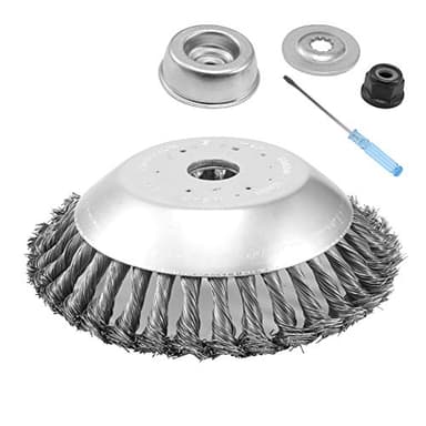 8 Inch Unbreakable Wired Trimmer Blade, Steel Wire Cutter Trimmer Head, Wire Rotary Brush Weed, Weed Eater Head with Adapter Kit for Moss Grass Rust Removal, Gardening Lawnmower