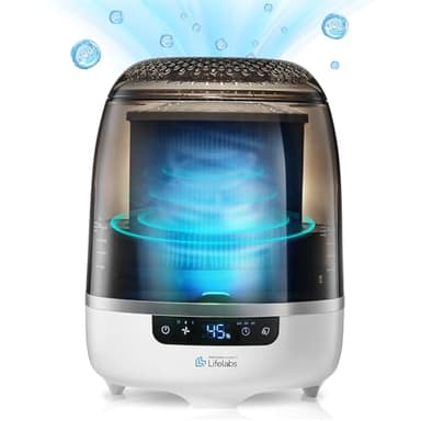 Air Purifier and Humidifier Combo, Air Purifier for Home Bedroom, Hypochlorous Acid Eliminates Bacteria Viruses Mold, Odor Eliminator Smoke Pets Mildew for Large Room (Aaira + Humidifier, Grey)