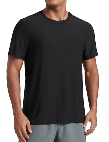 CRZ YOGA Cloudweight Mens Workout Comfy T-Shirts Lightweight Moisture Wicking Athletic Casual Short Sleeve Crew Neck Shirt Black Large