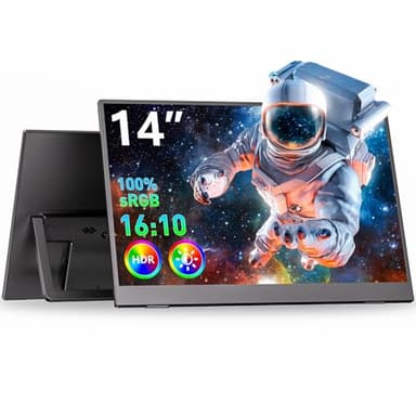 WUAWE Small Portable Monitor Kickstand 14 inch FHD 1200P Ultra Slim for Laptop Monitor Second Screen Dual Speakers，for Laptop, PC, Phone, Xbox, PS4/PS5, Switch