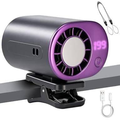 2026 Car Clip on Air Conditioner Fan with LED Display, Portable ac colling for car, mini Rechargeable, 360° Rotation Adjustable199 Speeds, Auto System Vehicle Battery Powered Gadget, Purple(1PCS)