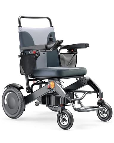 WalkFeel Heavy Duty Electric Wheelchairs for Adults - 19.7" Wider Seat&30 Miles Range, Support 400 lb, Foldable Motorized Wheelchair with Leather Seat for Home, Park, Travel, Sliver