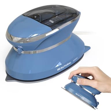 BEAUTURAL Mini Travel Steam Iron for Clothes with Dual Voltage, Non-Stick Soleplate, One Temperature Technology, Detachable Water Tank, Ideal for Sewing, Quilting and Handcraft