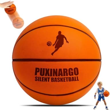 Silent Basketball Size 7 (29.5") Upgrade Dribble Dream Si-Lent BasketBall, Foam Basket-ball No Noise, Quiet Basket-Ball Dribbling Indoor, Training Ball for Indoor Activities, Gift for Youth (Orange)