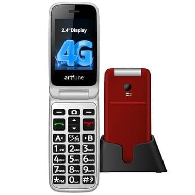 artfone G3 Pro Red - 4G LTE Flip Phone for Seniors丨Unlcoked Flip Phone with SOS Button丨Loud Speaker丨Camera丨Talking Clock丨Photo Speed Dial丨 Hands-free丨Dumb Phone丨Charging Dock丨Extended Battery Life