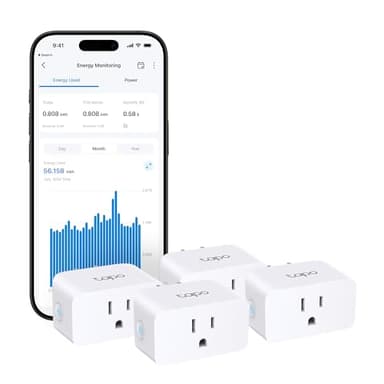 TP-Link Tapo Smart Plug Mini, Matter Compatible, Compatible with Alexa, Google Home & Samsung SmartThings, Energy Monitoring, 15A, UL Certified, 2.4G Wi-Fi Only, Tapo P110M(4-Pack)