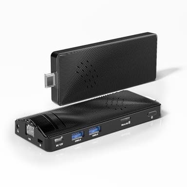 Fanless Mini PC Stick, Micro Desktop Computer Stick Celeron J3455 4GB 64GB eMMC (1.5 GHz), Small PC USB3.0 X 2 Gigabit Ethernet 4K 60Hz, WiFi BT 5.0 HDMI 2.0 for Business Industrial IOT Media, Office