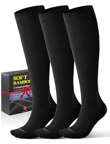 Soft Bamboo Viscose Compression Socks for Women Men 18-25mmHg - Knee High Support for Daily, Flying, Travel, Nurses