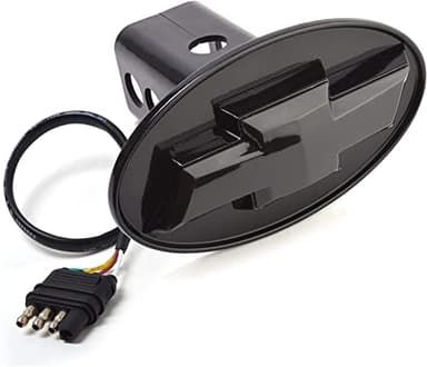 Autogem Chevy LED Hitch Cover Black – Lighted Trailer Tow Plug for 1-1/4" & 2" Receivers, GM Licensed Chevrolet Emblem