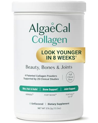 ALGAECAL Collagen: 4 Clinically-Supported Peptides VERISOL®, FORTIGEL®, UC-II®, FORTIBONE®, Anti-Aging Hydrolyzed Collagen Powder, 30 Servings, Made in USA