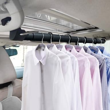 Car Clothes Hanger Bar, 30-63 Inches Expandable Heavy Duty Car Clothes Rack for Car Travel - Adjustable Clothes Storage Hanger Automotive Travel Hanging Rack for Most Cars,Trucks,SUVs,Road Travelers
