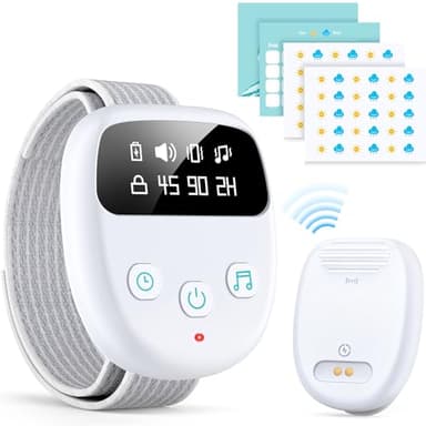 Chumoasis Wireless Bedwetting Alarm for Boys and Girls, Rechargeable Enuresis Alarm with 3 Modes & Timer, Waterproof & Reusable Sensor, Highly Sensitive Bed Wetting Solutions for Elderly, Kids, Grey