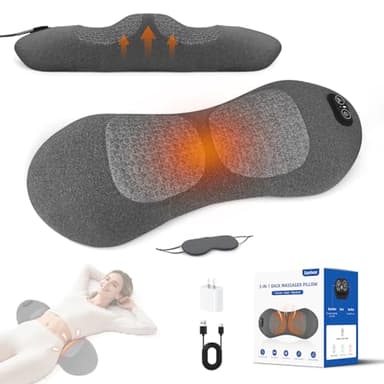 Sanivor 3 in 1 Electric Lumbar Massager Support Pillow - Lower Back Massager with Heat,Vibration,Airbag Traction Back Support Pillow for Lower Back Pain Relief FSA Eligible/HSA Eligible
