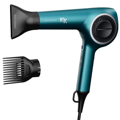 Bio Ionic 10X Ultralight Speed Hair Dryer, Blow Dryer with Adjustable Heat & Speed, Memory Function, Professional Hair Styling Tool for Fast Hair Styles, Limited Edition Teal Tide