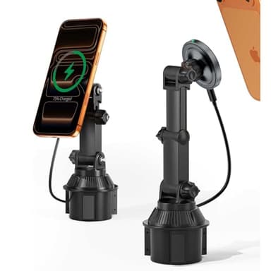 OHLPRO for MagSafe Cup Holder Car Mount Charger for iPhone 16, 15W Fast Charging Magnetic Cupholder Phone Mount, Compatible with iPhone 15 14 13 12 Series, for Kids Road Trip Essentials