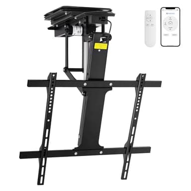 TOPSKY 360° Manual Swivel Motorized Ceiling TV Mount with 80° Electric Flip Down, Remote & App Control, 110 lbs Heavy Duty for 32–75” TVs, TV01.11(Flip Down + Swivel)