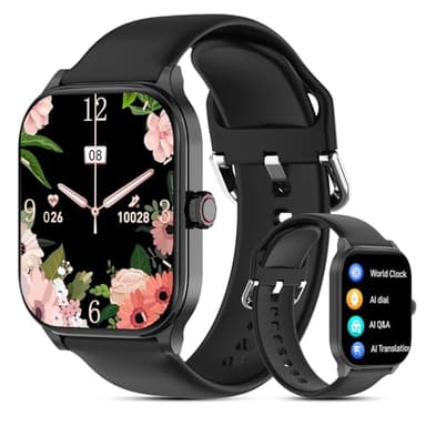 Smart Watch for Women Men with Text and Call, 2025 New AI Smartwatches with Heart Rate/SpO2/Sleep/Stress Monitor, 100+ Sports Modes, Fitness Watches Compatible with Android/iOS (Black, 2.01 inches)