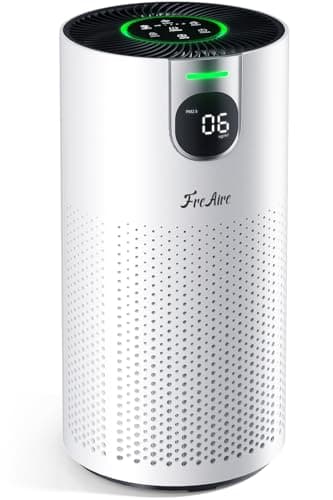 FreAire Air Purifiers for Home Large Room Covers up to 1800Ft², VisionAir 20dB Sleep Mode for Bedroom, with Real-Time AQI & PM2.5 Display,360°Intake&Outlet Air Cleaner Pet-Friendly HEPA,HAP606,White