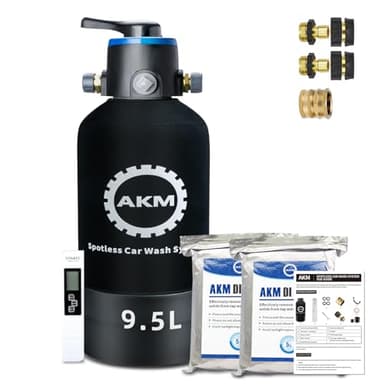 AKM Spotless Water System for car wash,Pre-Filled with DI Resin, with Bypass, DI Water System,Garden Hose Quick Connector, Deionized Water System for RV, Vehicles, Motorcycles, Bikes, Boats, No Spots