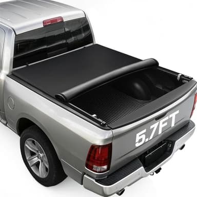 RHOBRA Soft Roll-up Truck Bed Tonneau Cover Compatible with 2009-2026 Dodge Ram 1500 (Incl. Classic & New), 5.7ft Bed, 26.5oz Vinyl Soft Truck Bed Cover, Weather Resistant Bed Cover